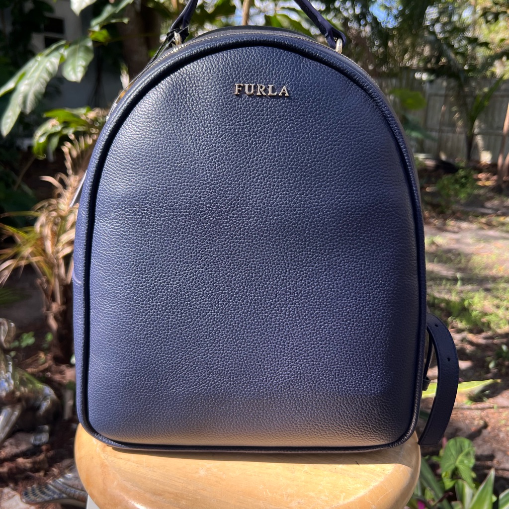 Furla Medium Sized Navy Blue Backpack Leather, New W Tags Price Firm